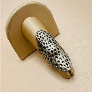EUC Vintage Handmade Texture Silver Long Armor Boho Statement Ring